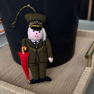 Harrods Green Soldier Ornament with Red Umbrella